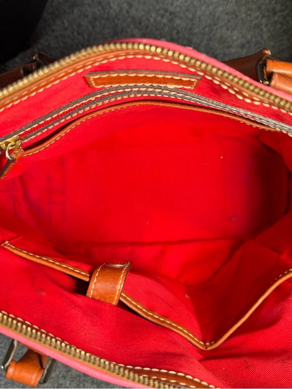 Dooney & Bourke Hot Pink Leather Satchel with Brown Trim - Picture 7 of 13